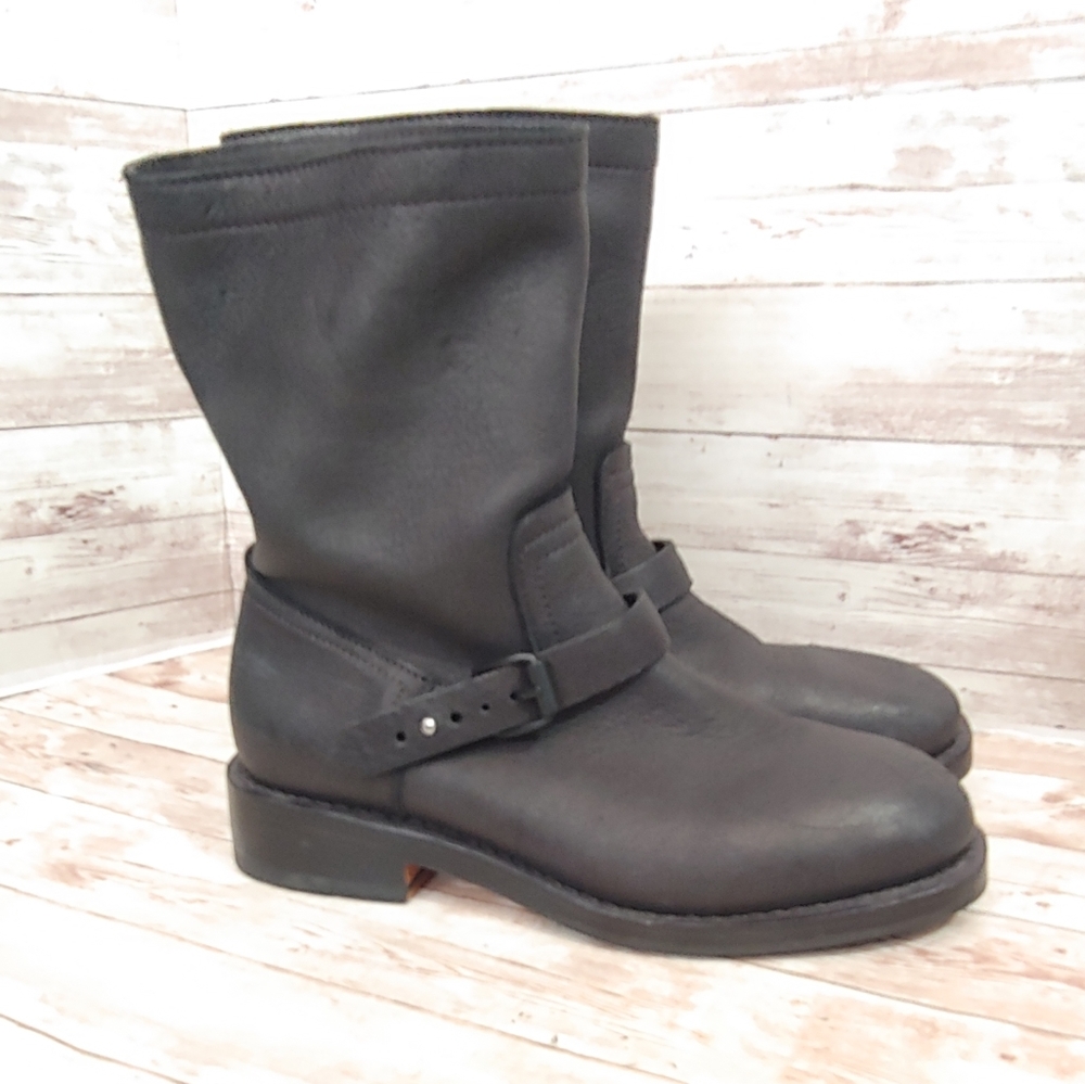 Rag & Bone black leather moto boots